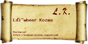 Löwbeer Kozma névjegykártya
